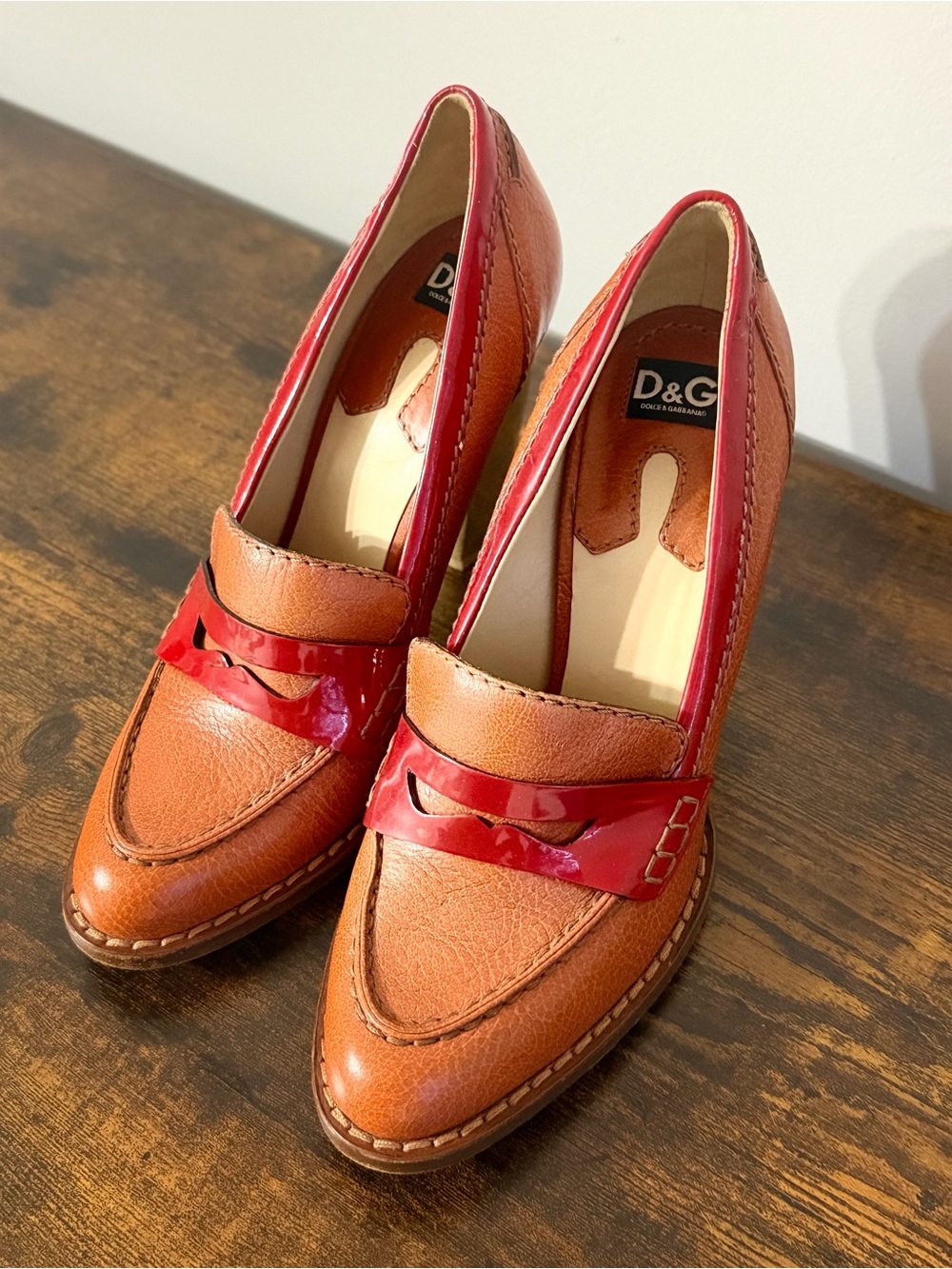 Dolce & Gabbana D&G Women’s Leather Heels Size 40 Brown Red Made in Italy - Picture 4 of 16
